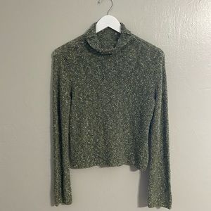 J. Jill Women’s Petite XS Cowl Turtleneck Sweater Longsleeve Shirt Green Multi